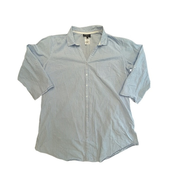 Talbots Miraclesuit Crinkle Gauze Seersucker Oversized Button Down Beach Shirt - Picture 3 of 10